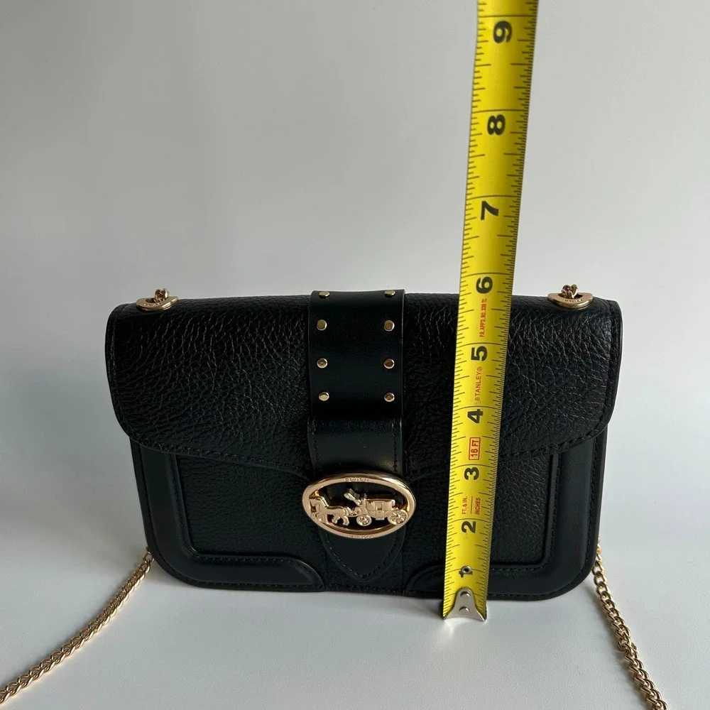 Coach Georgie Crossbody With Rivets Black Pebble Leather Bag 6925